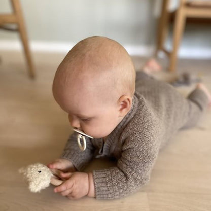 Gebreid boxpakje - Merino wol - Square knit - Bruin - Smallstuff kind