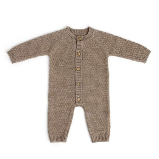 Gebreid boxpakje - Merino wol - Square knit - Bruin - Smallstuff voor