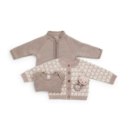 Gebreid vestje AO Rabbits - Merino wol - Powder/roze - Smallstuff set