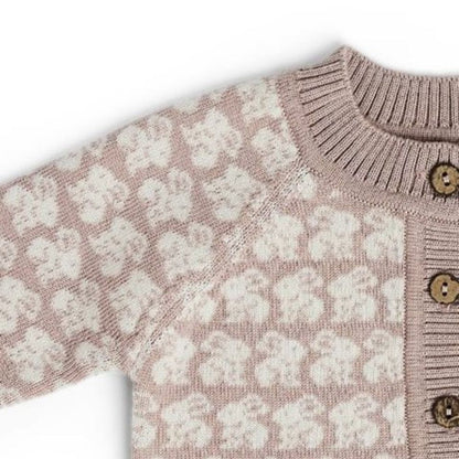 Gebreid vestje AO Rabbits - Merino wol - Powder/roze - Smallstuff close