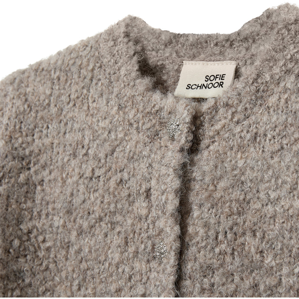 Bouclé vestje Kyra - Wolmix - Deer melange/beige - Sofie Schnoor close