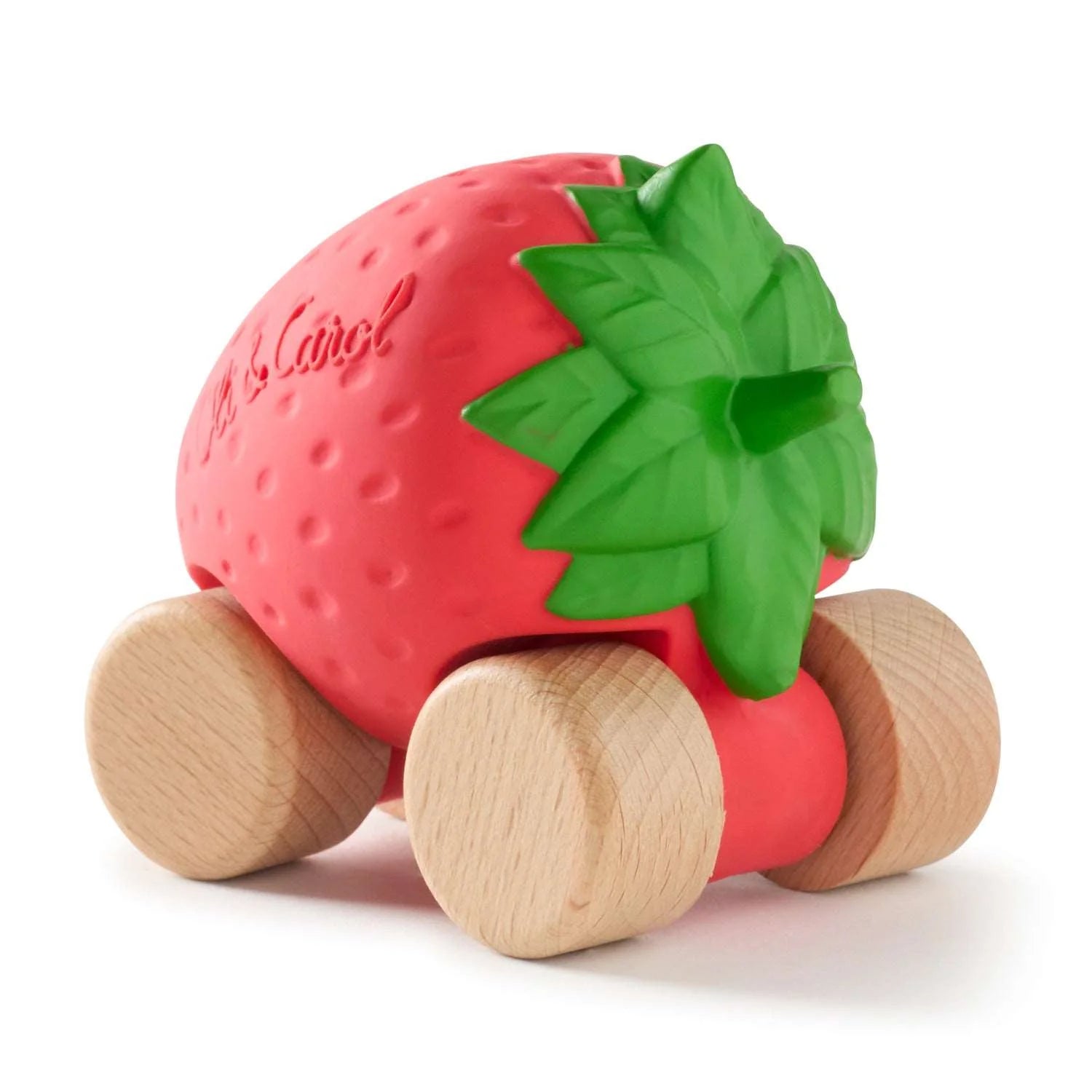 Speelgoedauto Sweetie the Strawberry met garage & racebaan - 0+ jaar - Natuurrubber & FSC-hout - Oli & Carol - productfoto - afbeelding 9