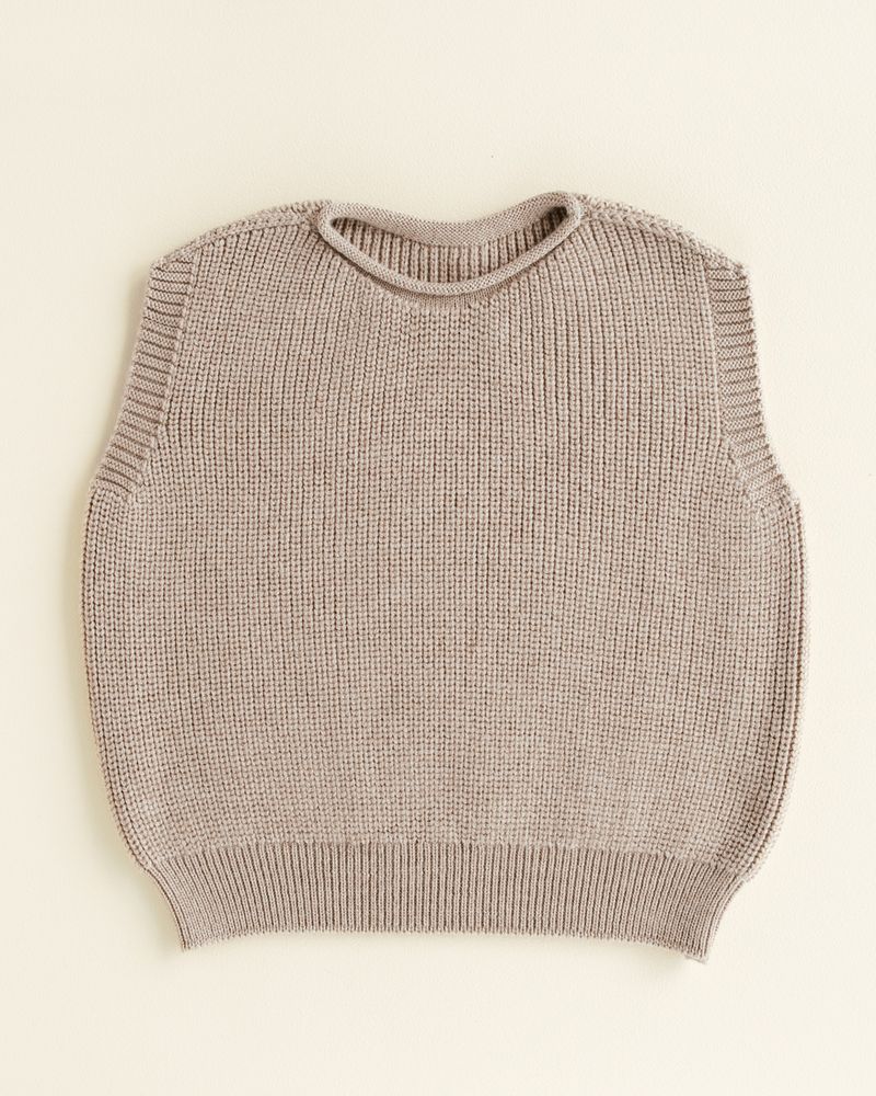 Vest Harvey Kids - Spencer/mouwloos truitje - Sand - Merinowol - HVID