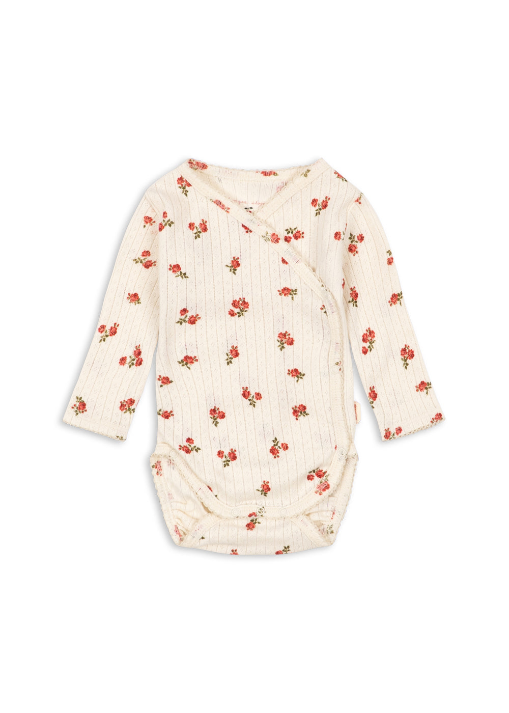 Minnie Newborn Body – Rosa Rouge – Body cache-cœur à imprimé fleuri – Coton biologique GOTS – Konges Sløjd