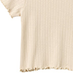 Top korte mouw - Rib T-shirt S/S Irene - Biologisch katoen - Almond peach - Wheat close up
