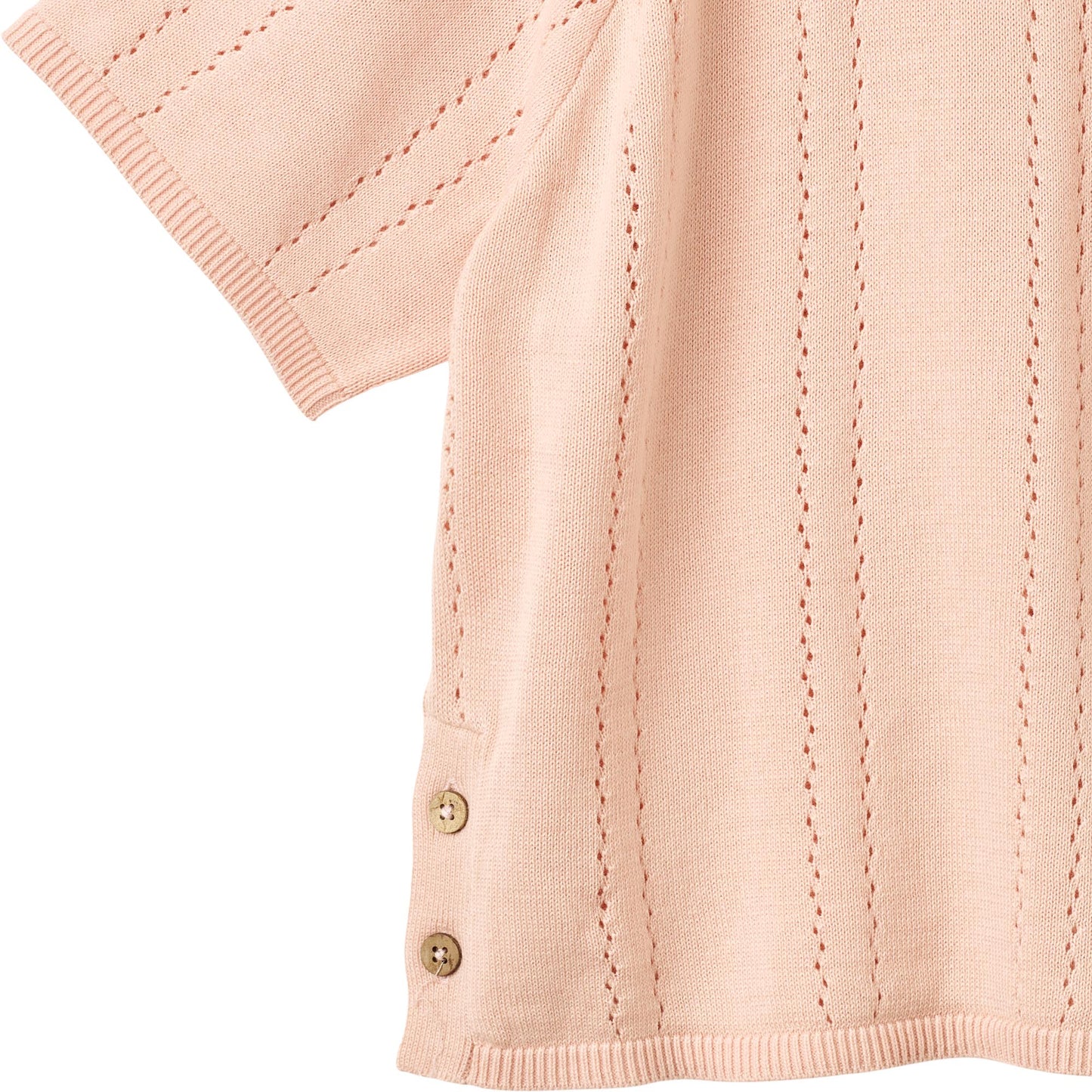 Top korte mouw - Knit Pullover S/S Vilna - Biologisch katoen - Powder/Roze - Wheat close up