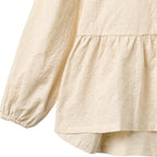 Blouse L/S Addie - Biologisch katoen - Eggshell/Creme - Wheat mouw