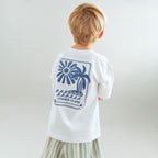 T-shirt S/S Benno - Biologisch katoen - Cloud/Wit - Wheat kind