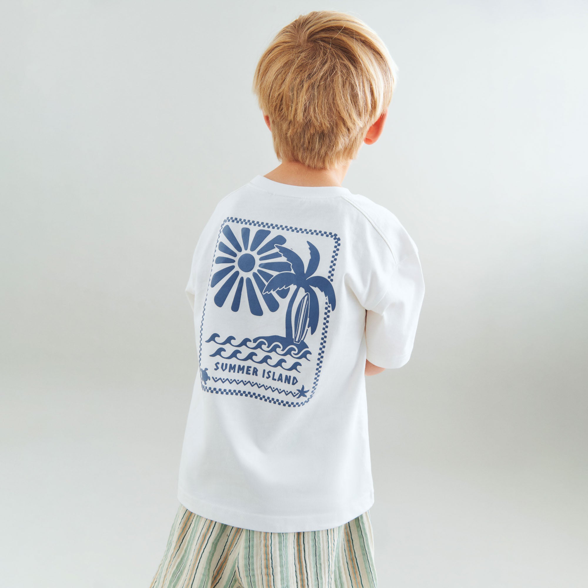 T-shirt S/S Benno - Biologisch katoen - Cloud/Wit - Wheat kind