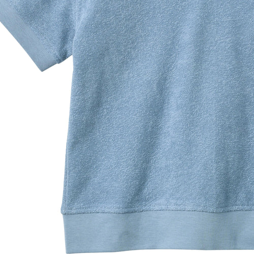 Badstof Top - Polo Shirt S/S Marlo - Biologisch katoen - Faded Denim/Blauw - Wheat close up