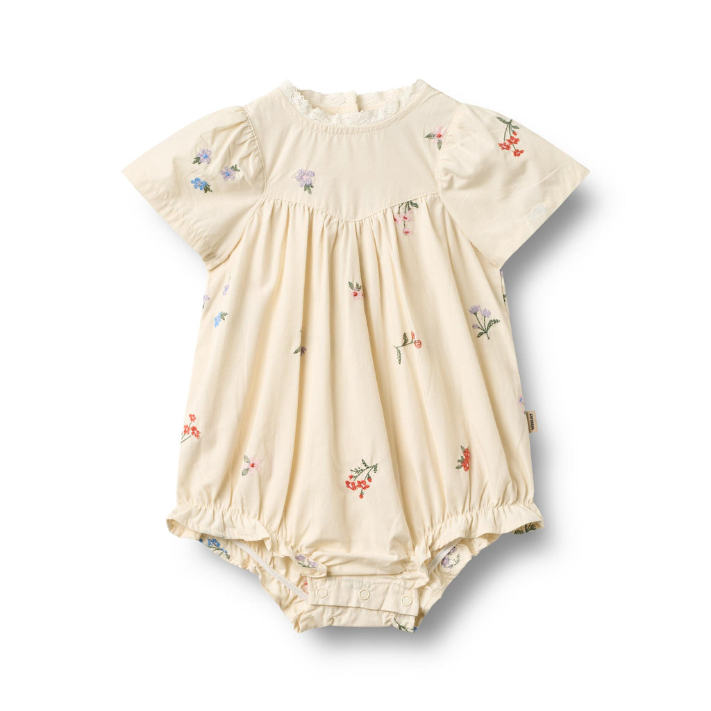 Romper Margit - Borduurde bloemen - Biolgosch katoen - Ivory/Wit - Wheat voor