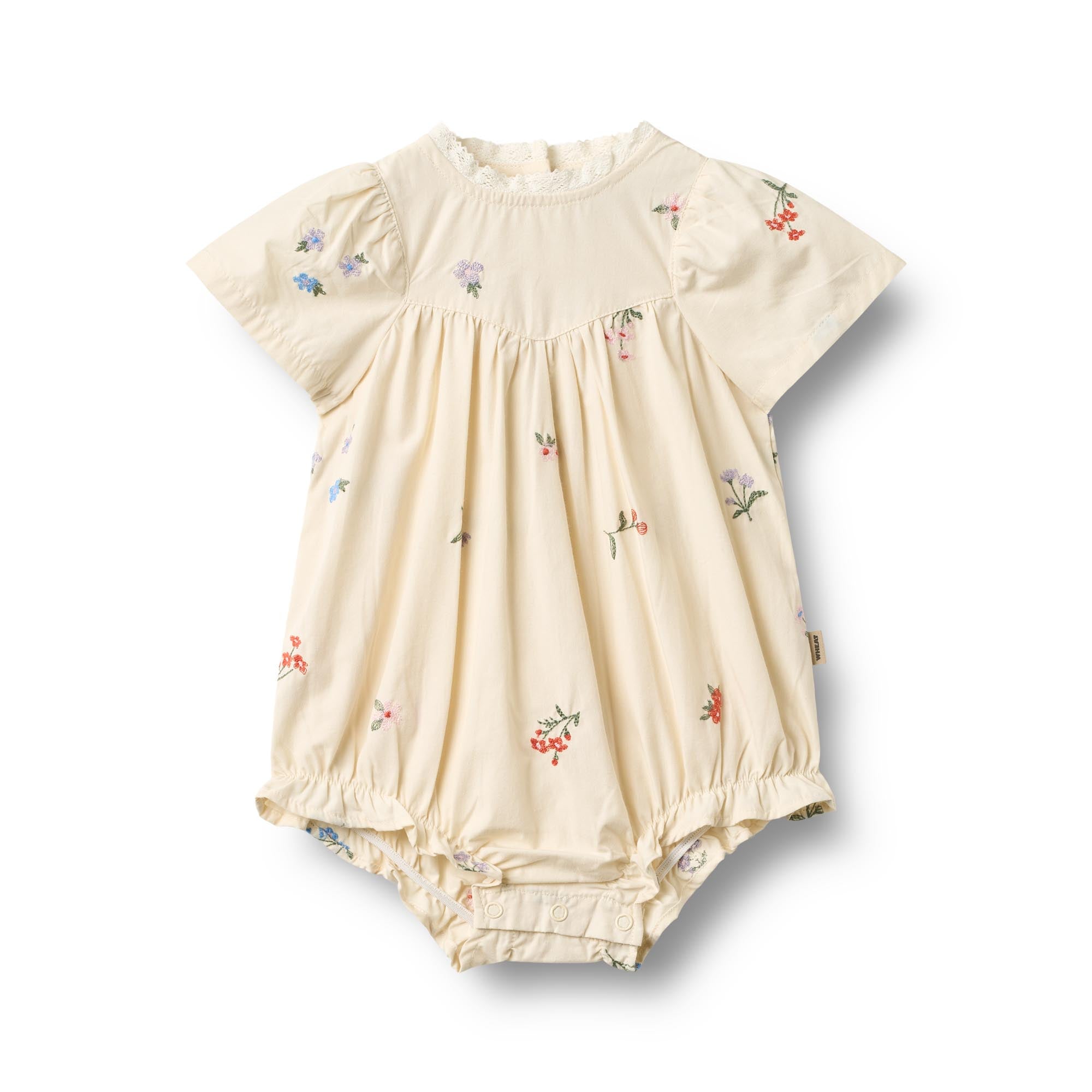 Romper Margit - Borduurde bloemen - Biolgosch katoen - Ivory/Wit - Wheat voor