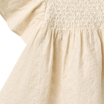 vJurkje - Dress S/S Elva - Biologisch katoen - Eggshell/Creme - Wheat close up