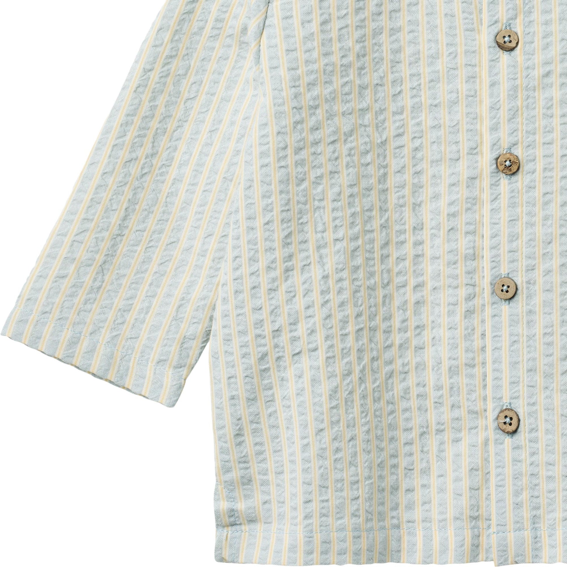 Overhemd top - Shirt Shelby - Biologisch katoen - Summer sky stripe/Blauw - Wheat close up