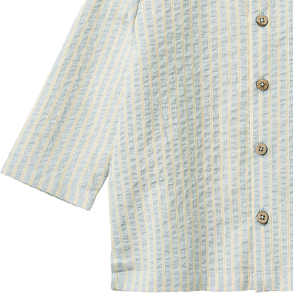Overhemd top - Shirt Shelby - Biologisch katoen - Summer sky stripe/Blauw - Wheat close up