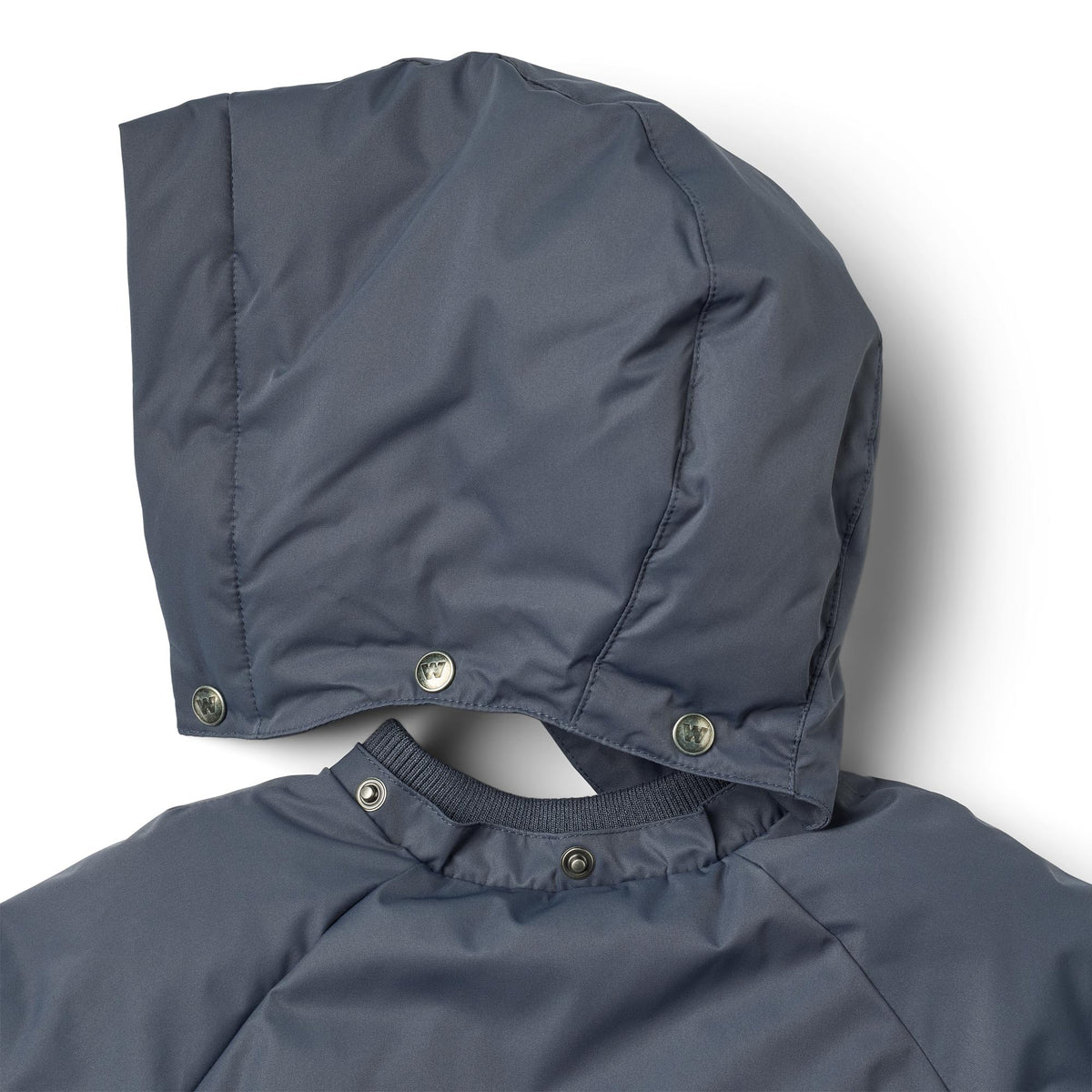 Doudoune d'hiver imperméable - Gris-bleu - Polyester recyclé - Gros plan sur le blanc