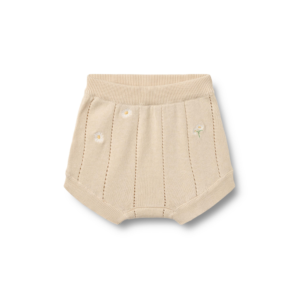 Kort broekje - Knitted Shorts Dua - Biologisch katoen - Sandshell/Creme - Wheat voor