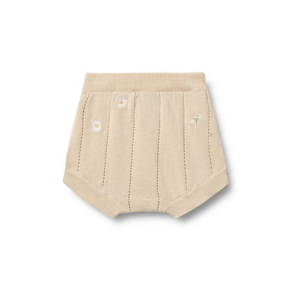 Kort broekje - Knitted Shorts Dua - Biologisch katoen - Sandshell/Creme - Wheat achter