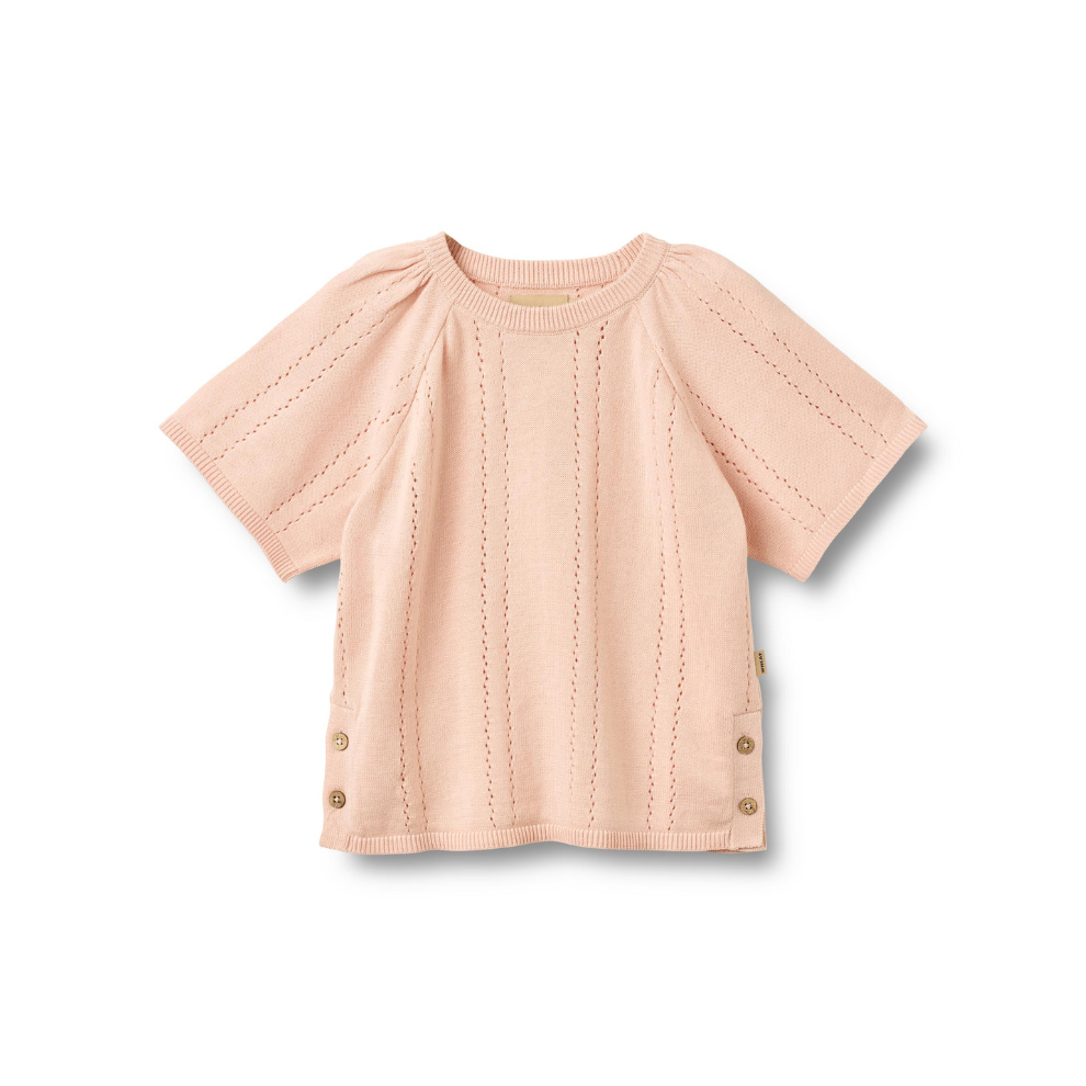 Top korte mouw - Knit Pullover S/S Vilna - Biologisch katoen - Powder/Roze - Wheat voor