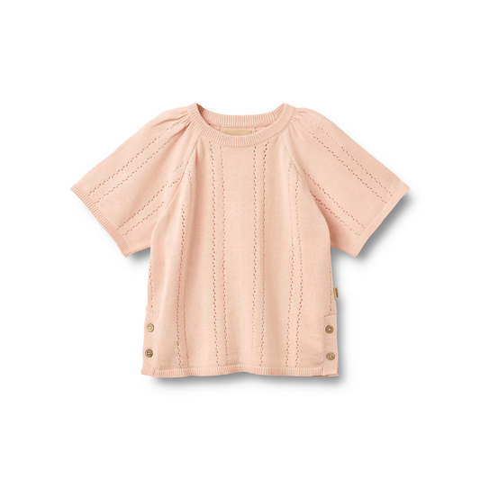 Top korte mouw - Knit Pullover S/S Vilna - Biologisch katoen - Powder/Roze - Wheat voor