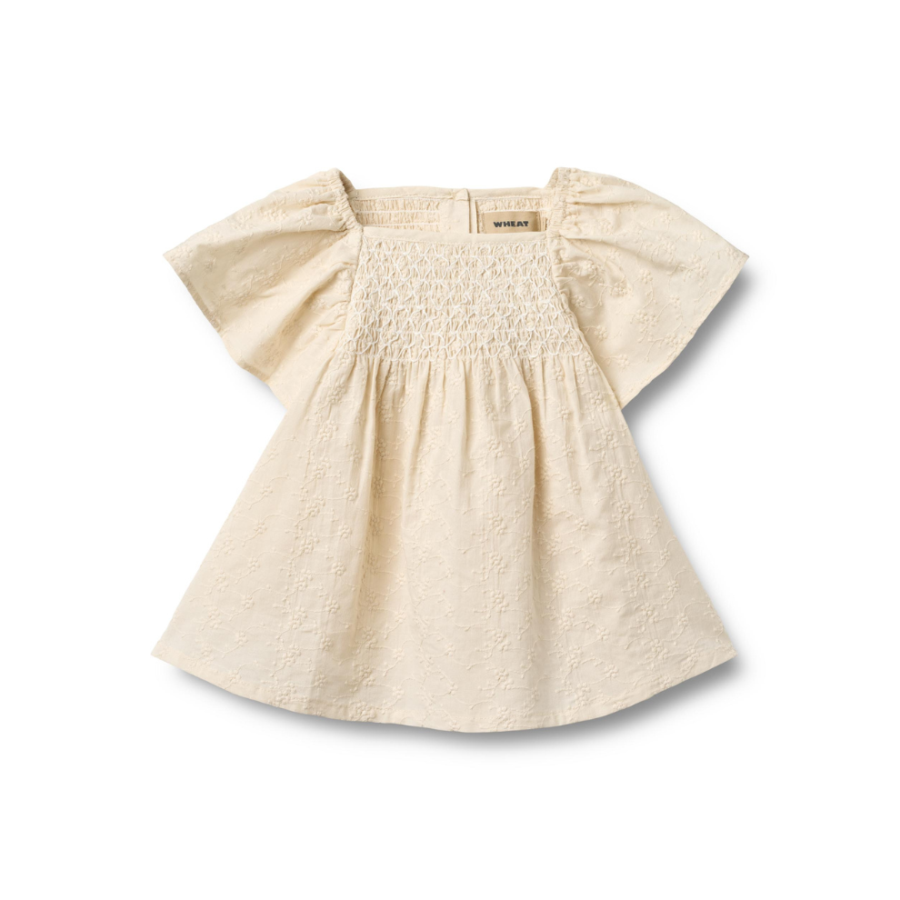 Jurkje - Dress S/S Elva - Biologisch katoen - Eggshell/Creme - Wheat voor