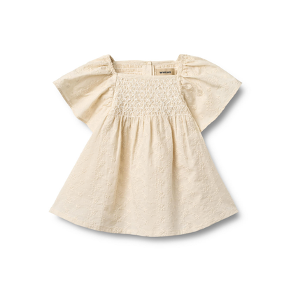 Jurkje - Dress S/S Elva - Biologisch katoen - Eggshell/Creme - Wheat voor