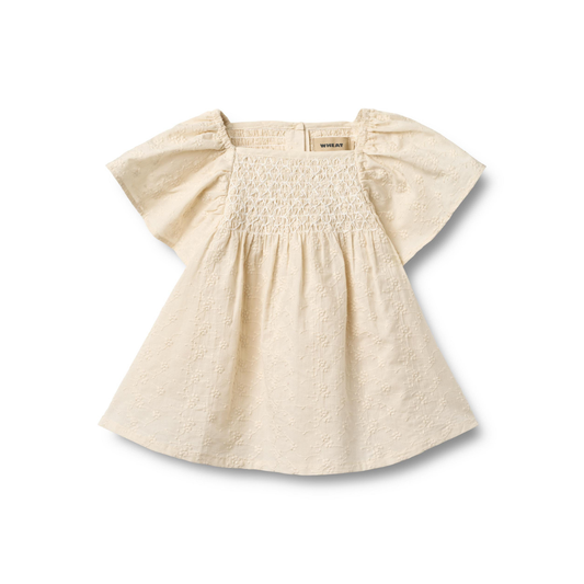 Jurkje - Dress S/S Elva - Biologisch katoen - Eggshell/Creme - Wheat voor