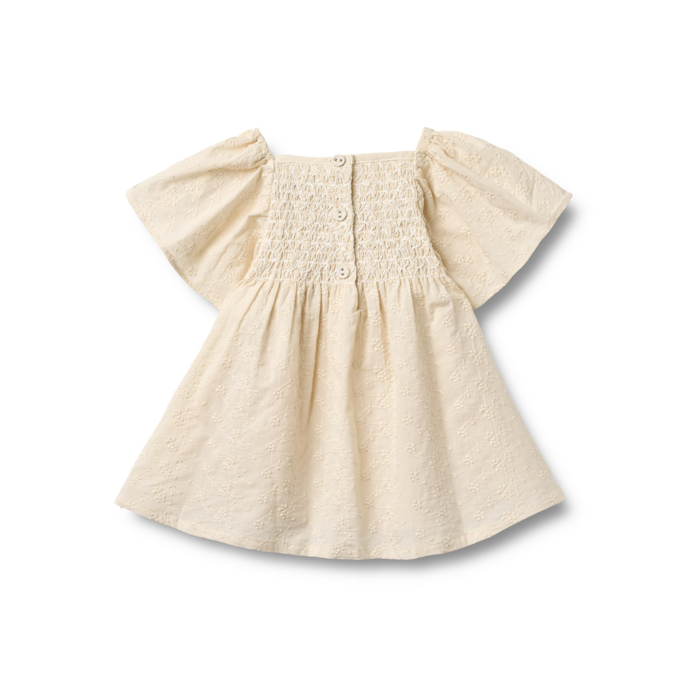 Jurkje - Dress S/S Elva - Biologisch katoen - Eggshell/Creme - Wheat achter