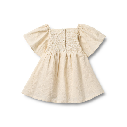 Jurkje - Dress S/S Elva - Biologisch katoen - Eggshell/Creme - Wheat achter