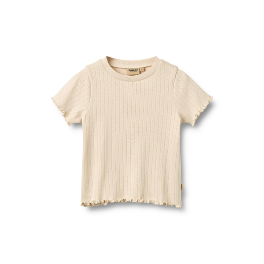 Top korte mouw - Rib T-shirt S/S Irene - Biologisch katoen - Almond peach - Wheat voor