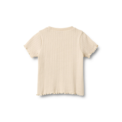Top korte mouw - Rib T-shirt S/S Irene - Biologisch katoen - Almond peach - Wheat achter