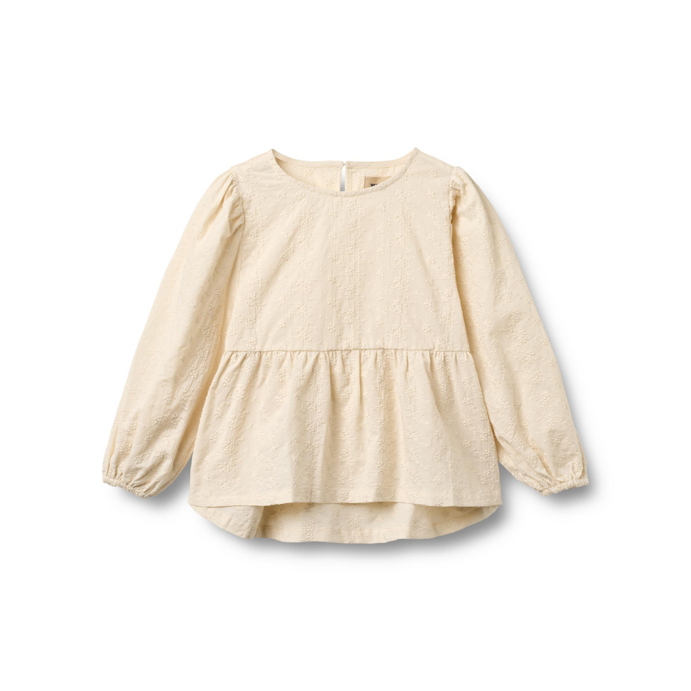 Blouse L/S Addie - Biologisch katoen - Eggshell/Creme - Wheat voor
