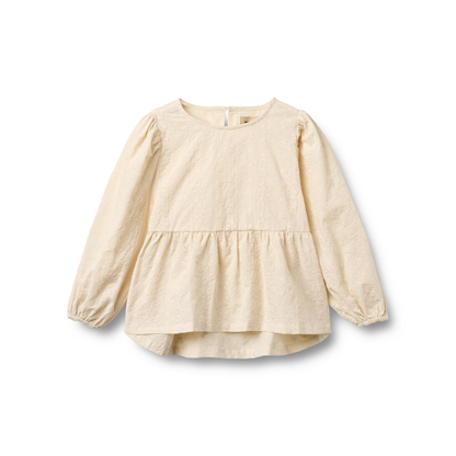 Blouse L/S Addie - Biologisch katoen - Eggshell/Creme - Wheat voor