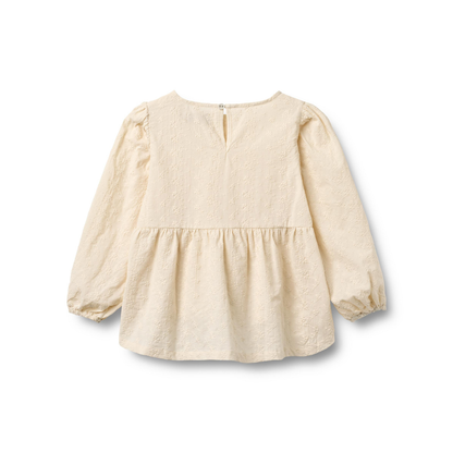 Blouse L/S Addie - Biologisch katoen - Eggshell/Creme - Wheat achter