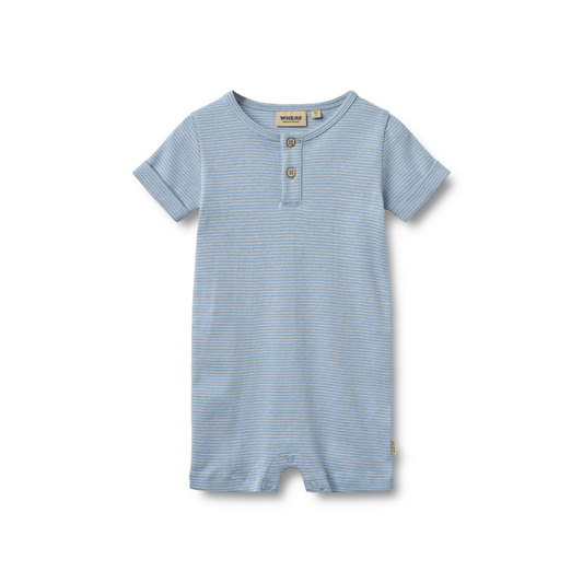 Zomer boxpakje - Jumpsuit S/S Alfred - Biologisch katoen - Faded Blue Stripe/Blauw - Wheat  voor