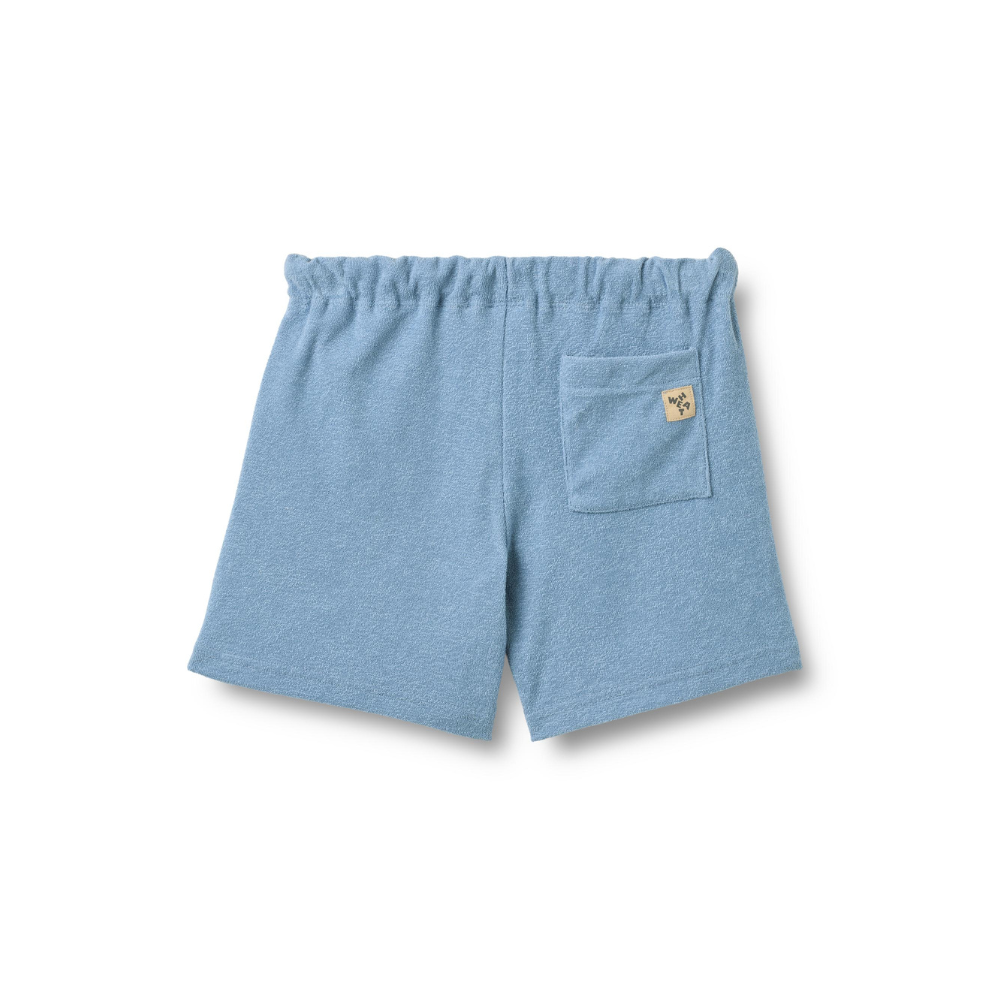 Badstof kort broekje - Jersey Shorts Kalle - Biologisch katoen - Faded denim/Blauw - Wheat achter