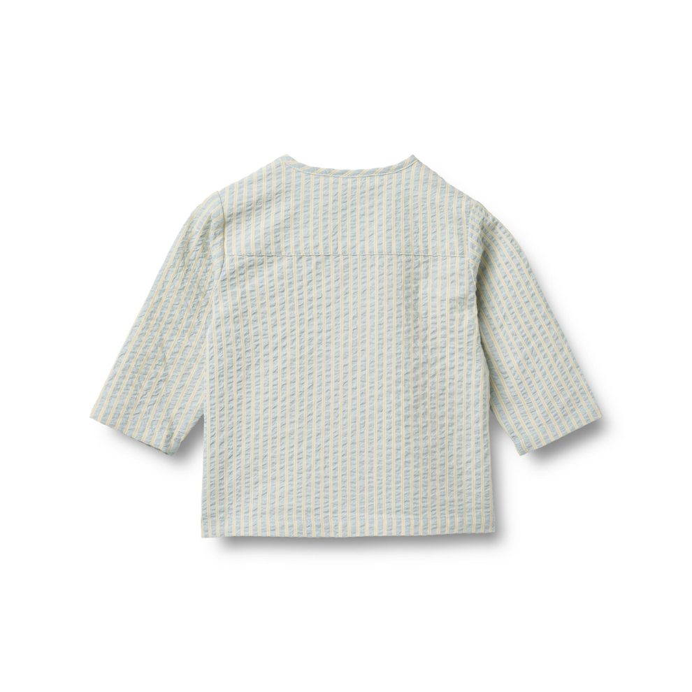 Overhemd top - Shirt Shelby - Biologisch katoen - Summer sky stripe/Blauw - Wheat achter