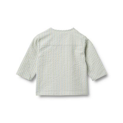 Overhemd top - Shirt Shelby - Biologisch katoen - Summer sky stripe/Blauw - Wheat achter