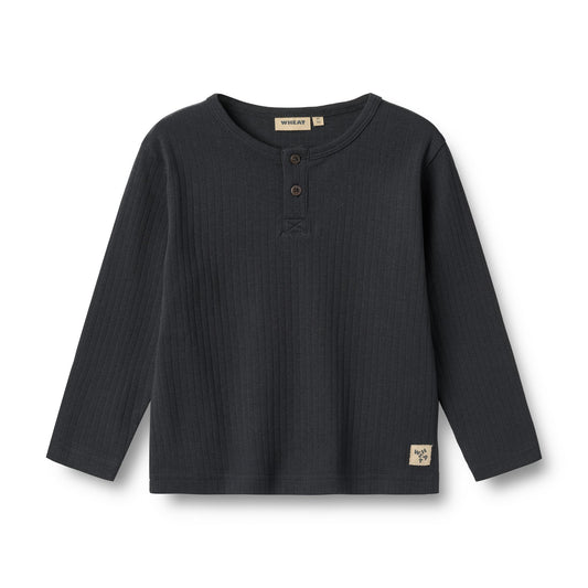 Top lange mouwen - Morris - Biologisch katoen - Navy - Wheat voorkant