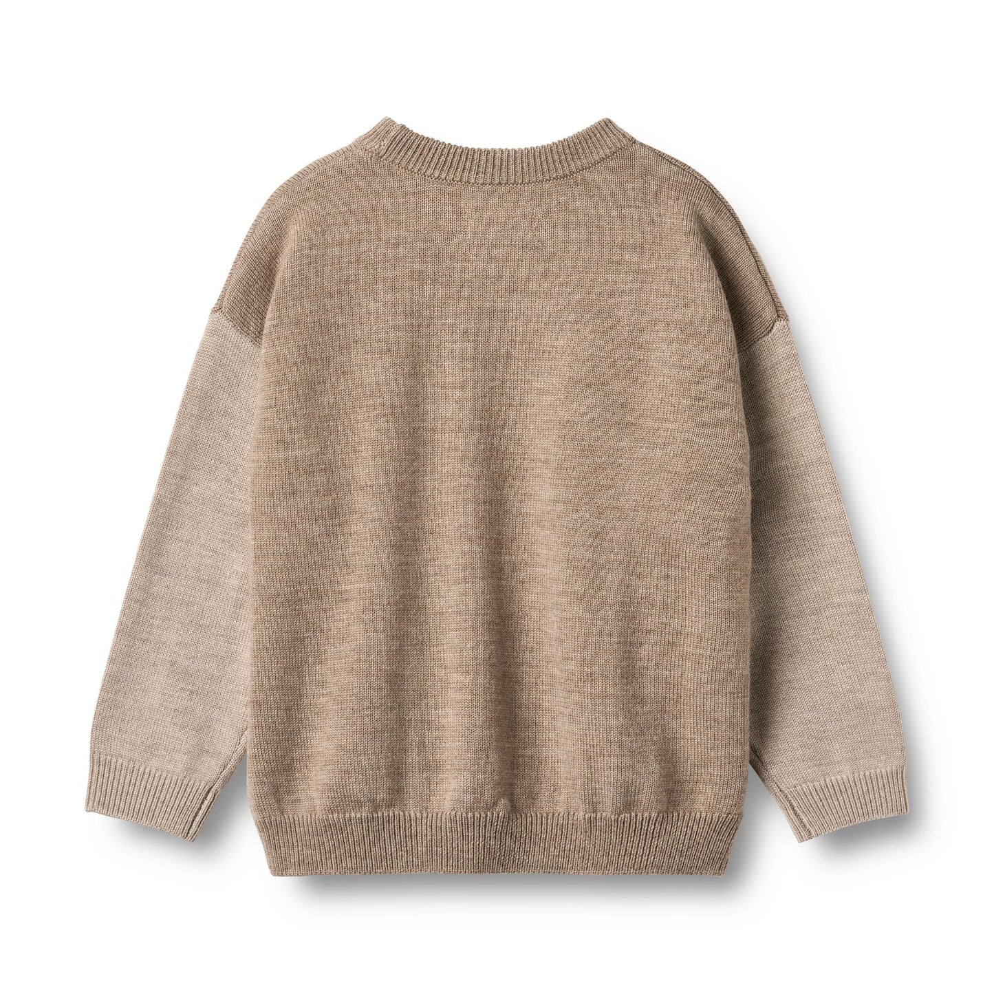 Gebreide trui Finley - Merino wol - Grey camel melange/beige - Wheat achterkant