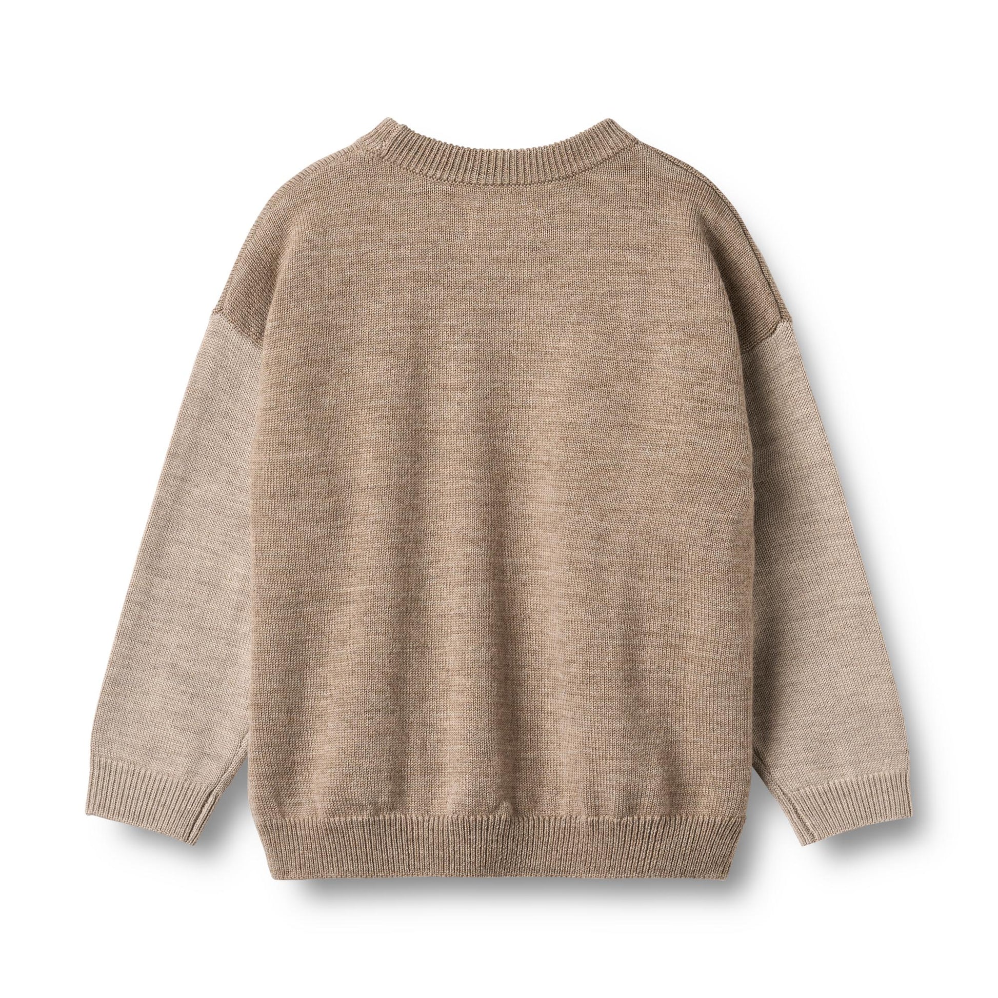 Gebreide trui Finley - Merino wol - Grey camel melange/beige - Wheat achterkant