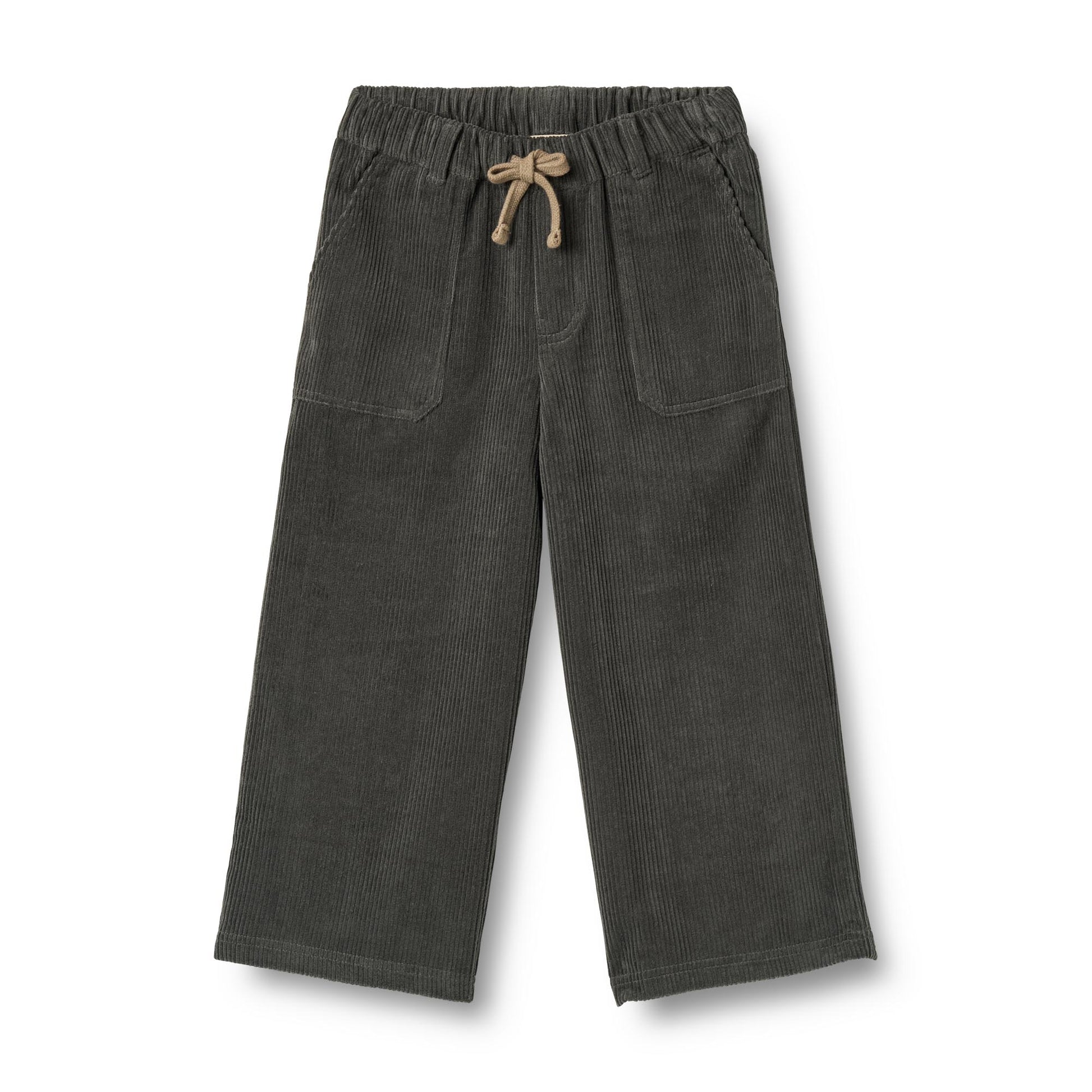 Corduroy broek James - Wide fit - Biologisch katoen - Black sea/zwart - Wheat voorkant