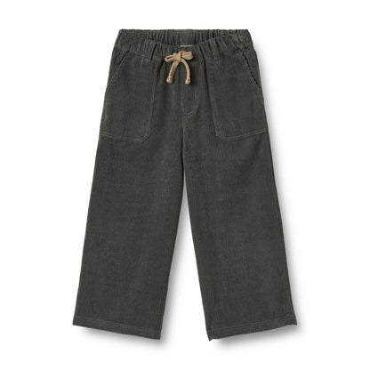 Corduroy broek James - Wide fit - Biologisch katoen - Black sea/zwart - Wheat voorkant