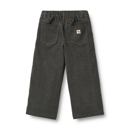Corduroy broek James - Wide fit - Biologisch katoen - Black sea/zwart - Wheat achterkant