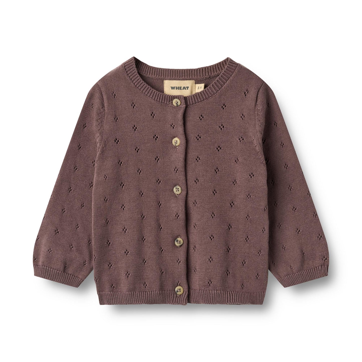 Gebreid vestje Maia - Biologisch katoen - Plum/donkerpaars - Wheat voorkant