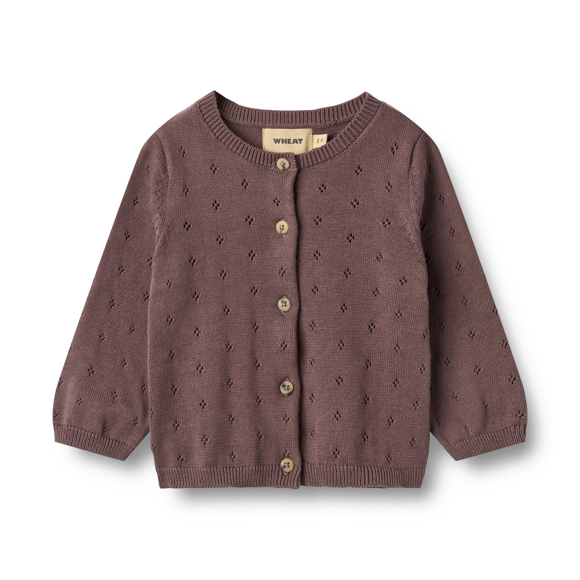 Gebreid vestje Maia - Biologisch katoen - Plum/donkerpaars - Wheat voorkant