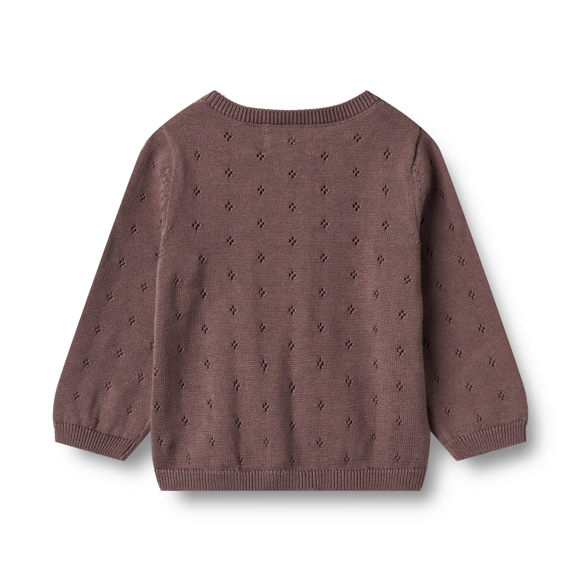 Gebreid vestje Maia - Biologisch katoen - Plum/donkerpaars - Wheat achterkant