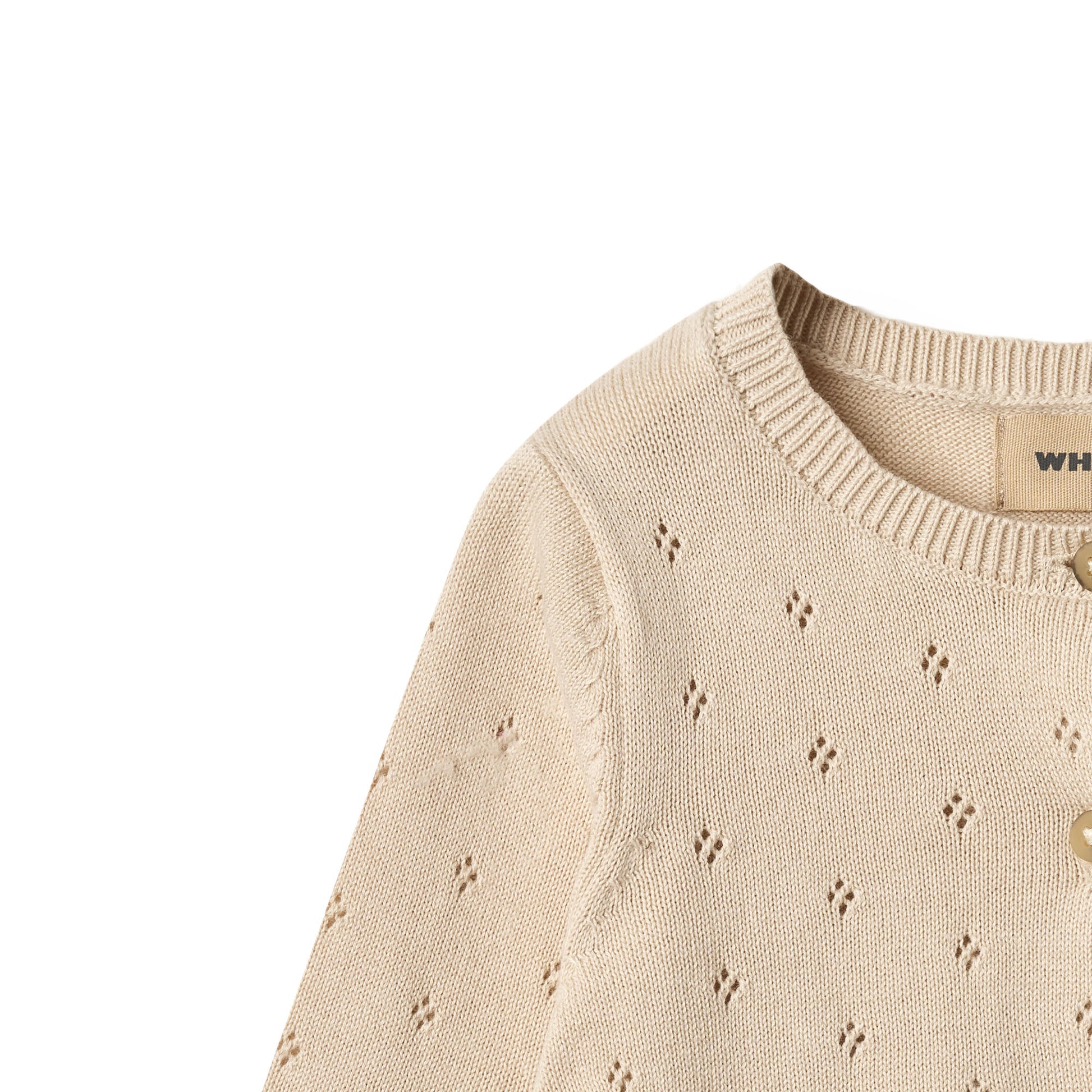 Gebreid vestje Maia - Biologisch katoen - Off white/ecru - Wheat bovenkant