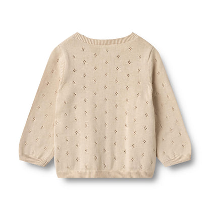 Gebreid vestje Maia - Biologisch katoen - Off white/ecru - Wheat acherkant