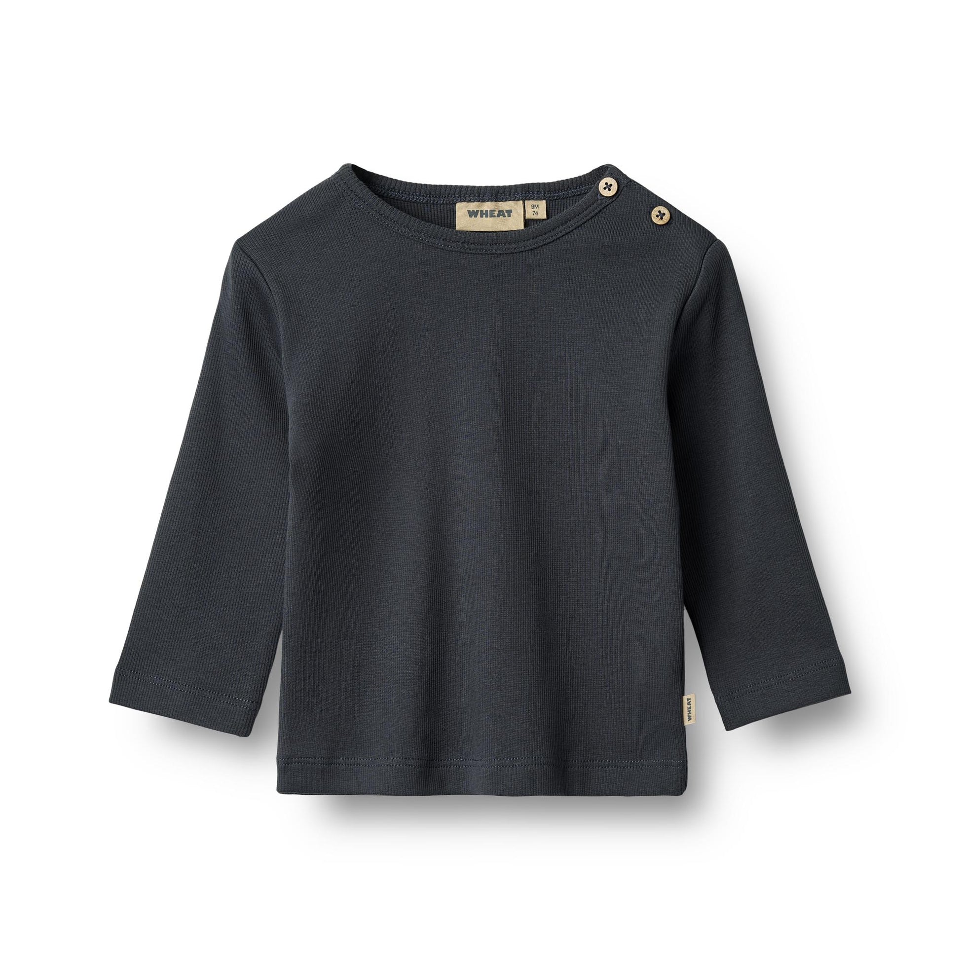 Top lange mouwen Milo – Navy – Biologisch katoen – Wheat voorkant
